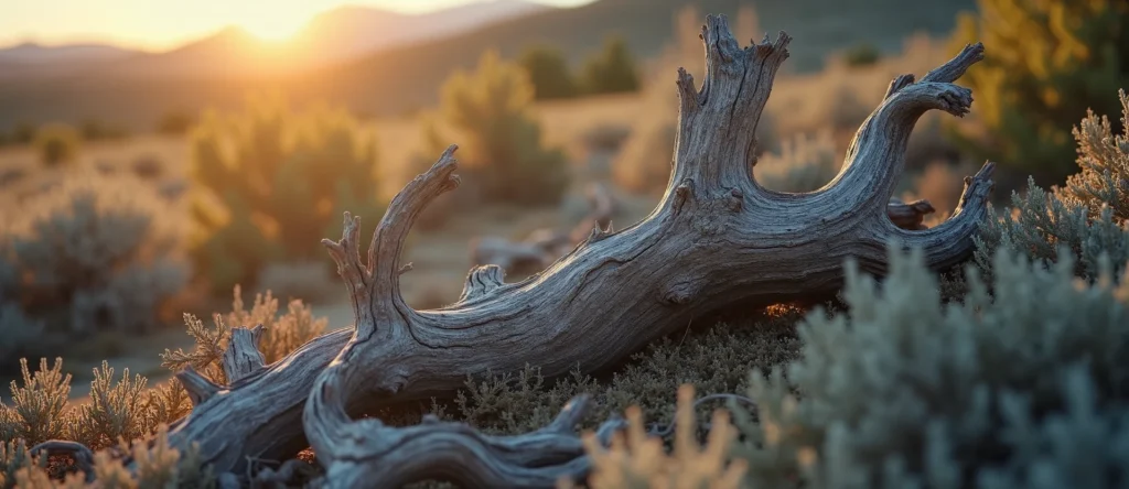 Symbolizing Growth/Resilience: A local Rabbitbrush gnarled juniper roots. - AI Generated