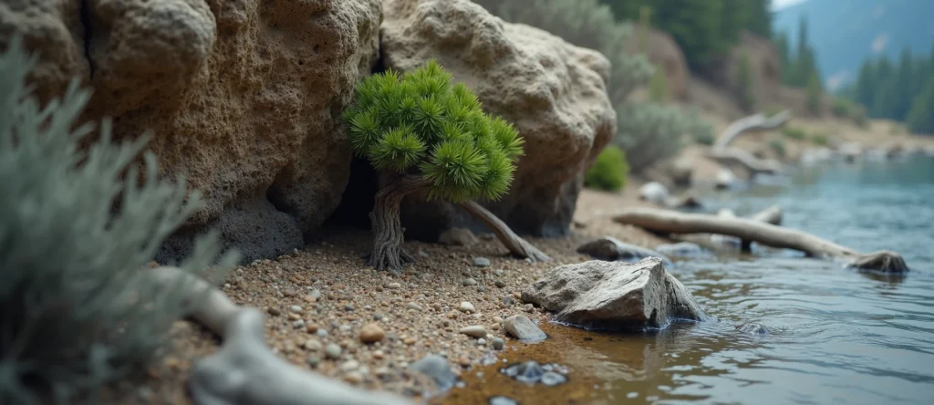 Symbolizing Growth/Resilience: A local Mountain Mahogany tree growing out of a rock cleft. - AI Generated