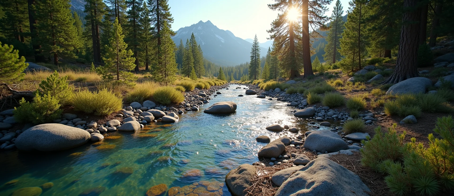 Symbolizing Flow/Cleansing: A local Ponderosa Pine clear cold snowmelt stream. - AI Generated