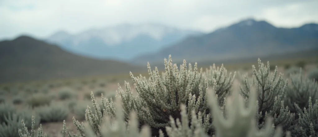 Symbolizing Identity/Local: A local Rabbitbrush Sierra Nevada skyline. - AI Generated
