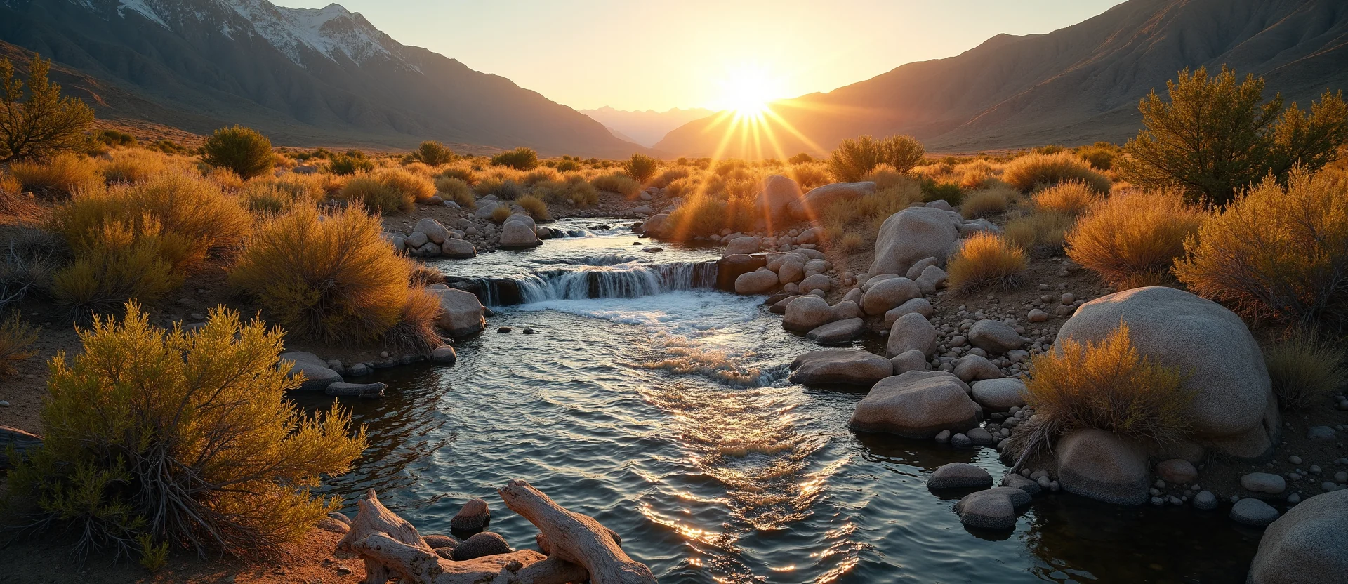 Symbolizing Flow/Cleansing: A local Sagebrush (Artemisia tridentata) hidden small waterfall. - AI Generated