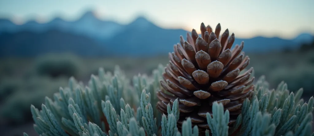 Symbolizing Seed/New Beginning: A local Sagebrush (Artemisia tridentata) opening pine cone. - AI Generated
