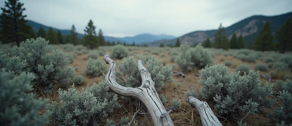 Symbolizing Stability/Peak: A local Mountain Mahogany distant Sierra horizon. - AI Generated
