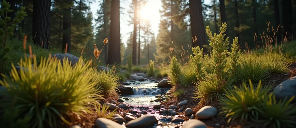 Symbolizing Flow/Cleansing: A local Indian Paintbrush hidden small waterfall. - AI Generated