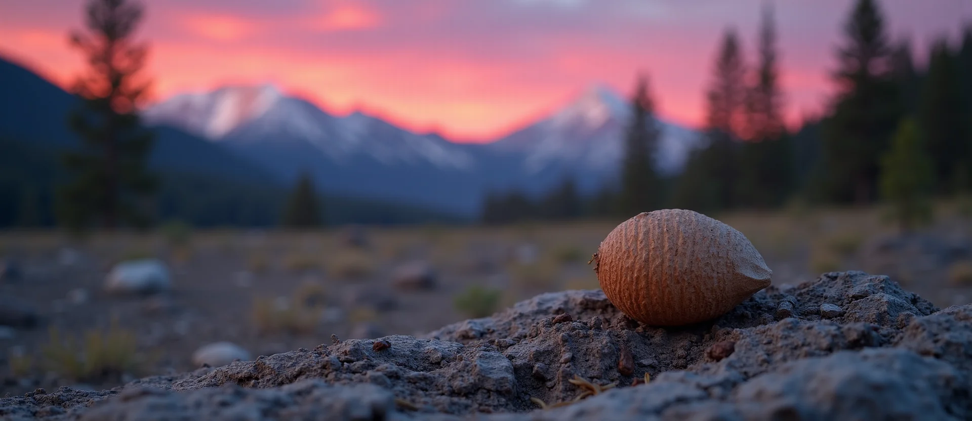 Symbolizing Seed/New Beginning: A local Mountain Mahogany single pine seed on dry earth. - AI Generated