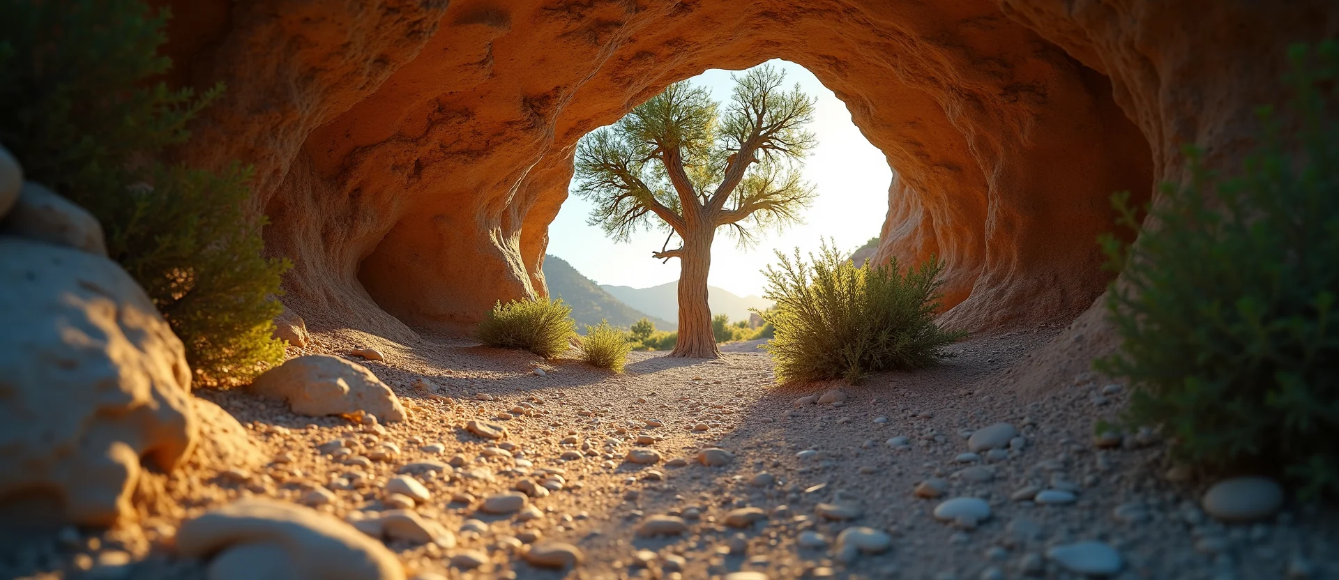 Symbolizing Growth/Resilience: A local Manzanita tree growing out of a rock cleft. - AI Generated