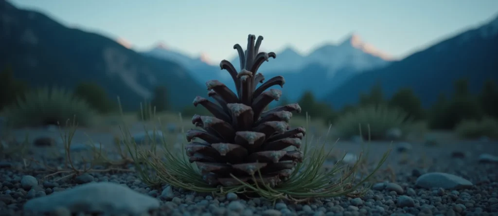 Symbolizing Seed/New Beginning: A local Manzanita opening pine cone. - AI Generated