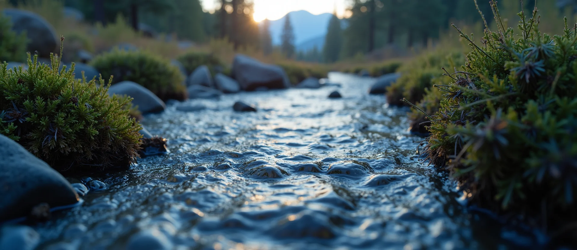 Symbolizing Flow/Cleansing: A local Ponderosa Pine clear cold snowmelt stream. - AI Generated