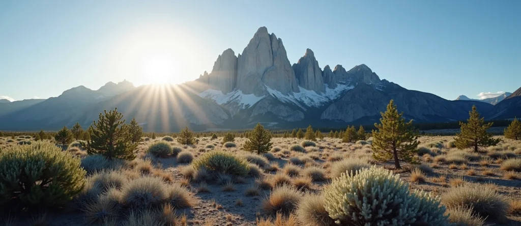 Symbolizing Stability/Peak: A local Rabbitbrush jagged granite peak. - AI Generated