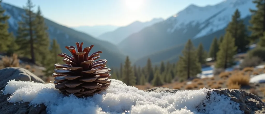 Symbolizing Seed/New Beginning: A local Manzanita opening pine cone. - AI Generated