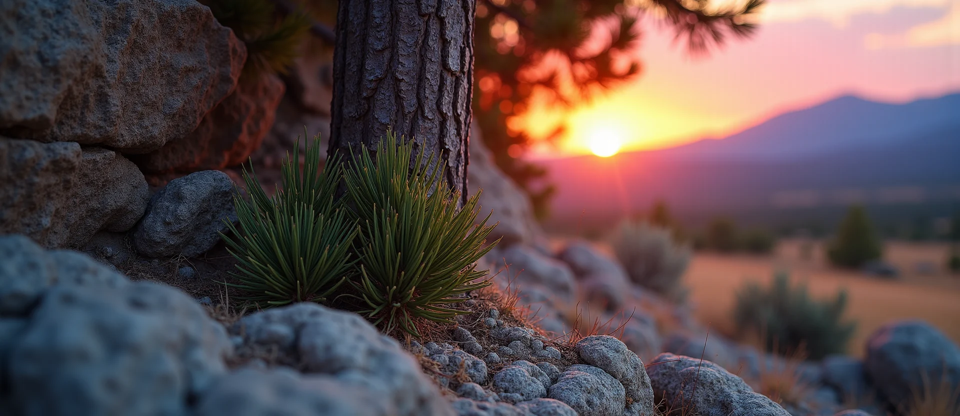 Symbolizing Growth/Resilience: A local Sagebrush (Artemisia tridentata) tree growing out of a rock cleft. - AI Generated