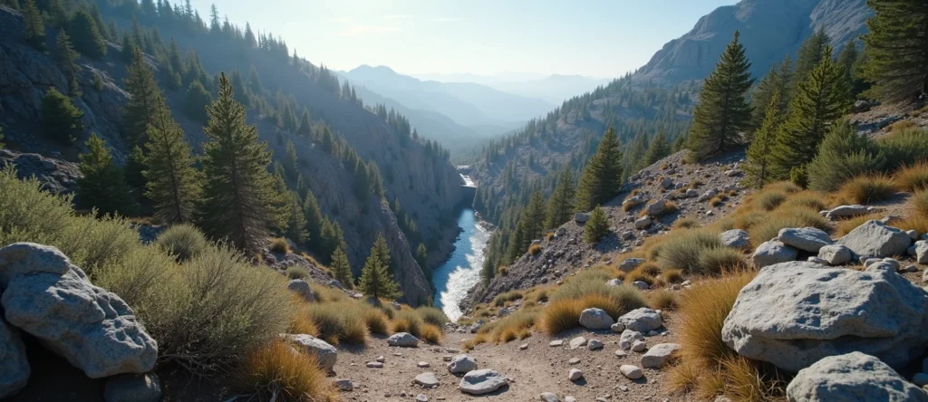 Symbolizing Flow/Cleansing: A local Sierra Juniper hidden small waterfall. - AI Generated