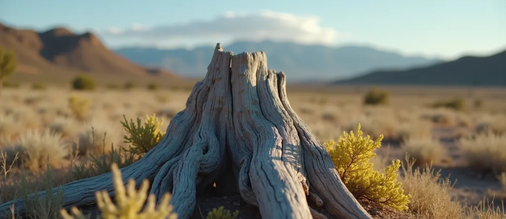 Symbolizing Growth/Resilience: A local Indian Paintbrush sturdy weathered tree trunk. - AI Generated