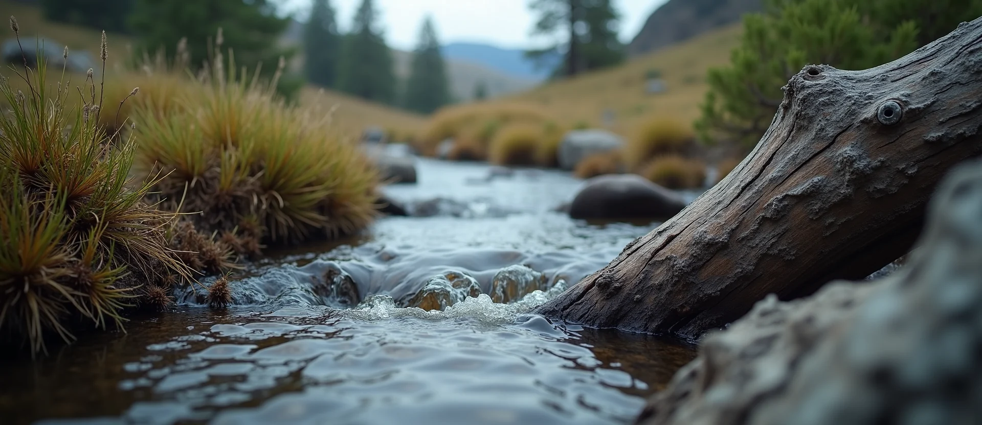 Symbolizing Flow/Cleansing: A local Mountain Mahogany babbling mountain creek. - AI Generated