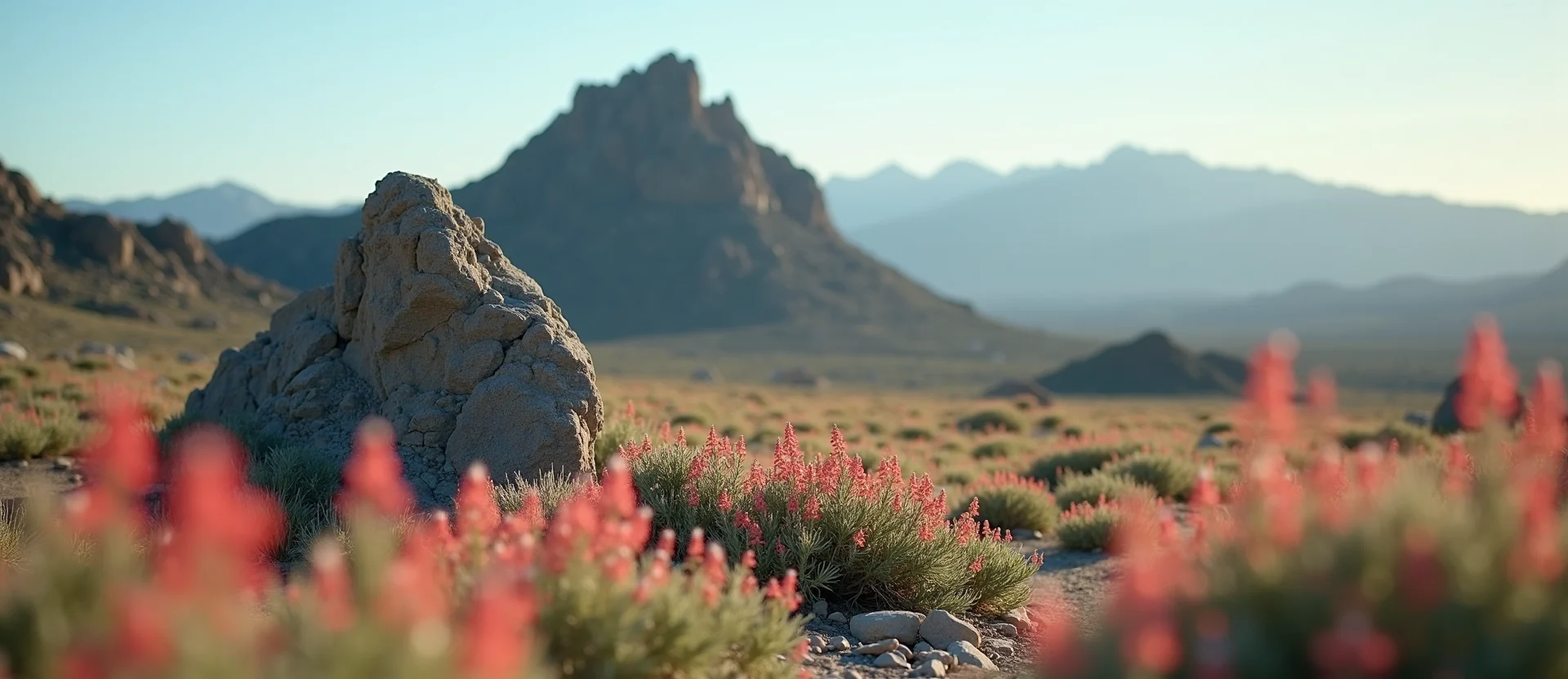 Symbolizing Stability/Peak: A local Indian Paintbrush jagged granite peak. - AI Generated