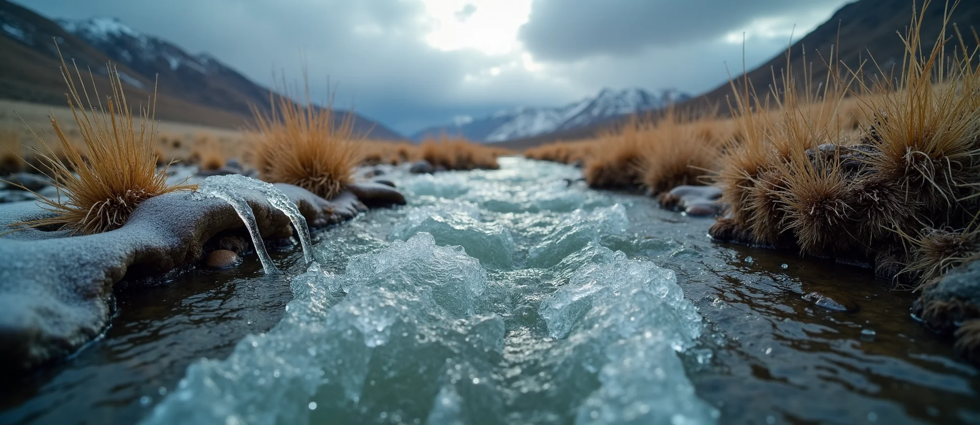 Symbolizing Flow/Cleansing: A local Rabbitbrush clear cold snowmelt stream. - AI Generated