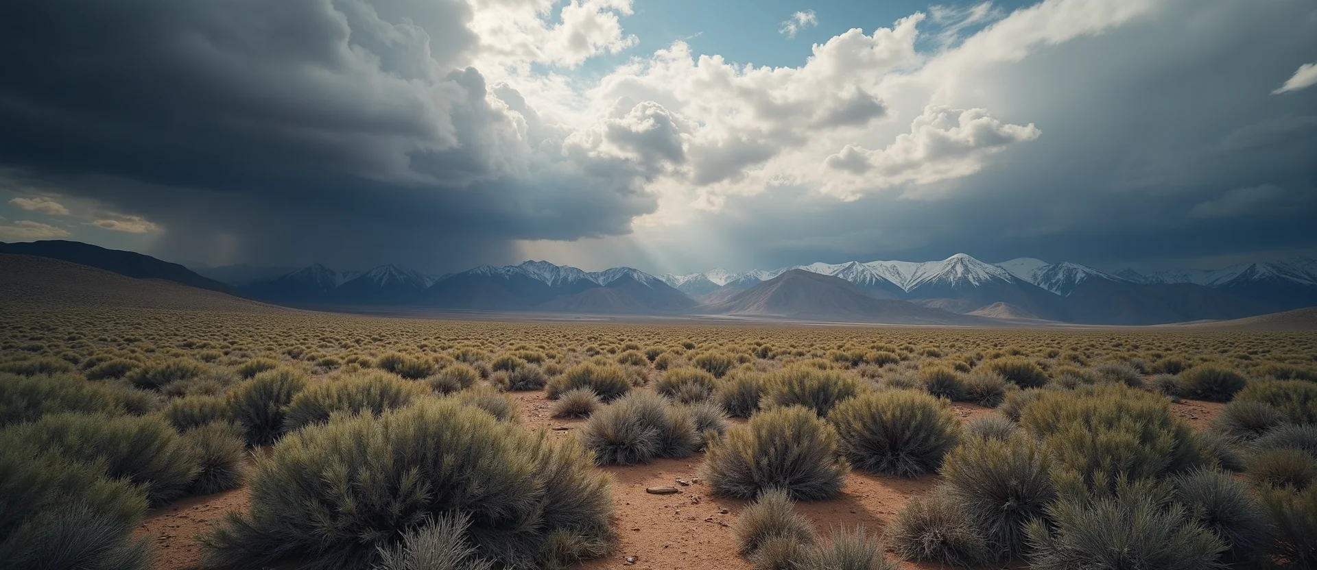 Symbolizing Stability/Peak: A local Rabbitbrush distant Sierra horizon. - AI Generated