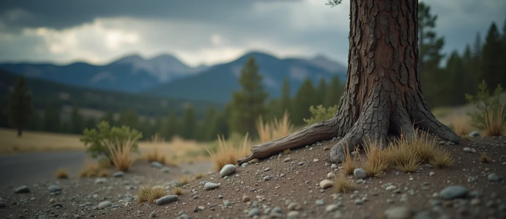 Symbolizing Growth/Resilience: A local Quaking Aspen sturdy weathered tree trunk. - AI Generated