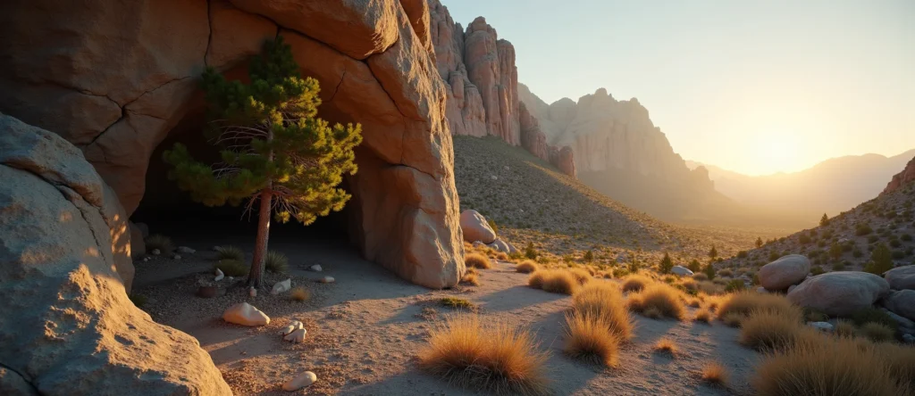 Symbolizing Growth/Resilience: A local Ponderosa Pine tree growing out of a rock cleft. - AI Generated