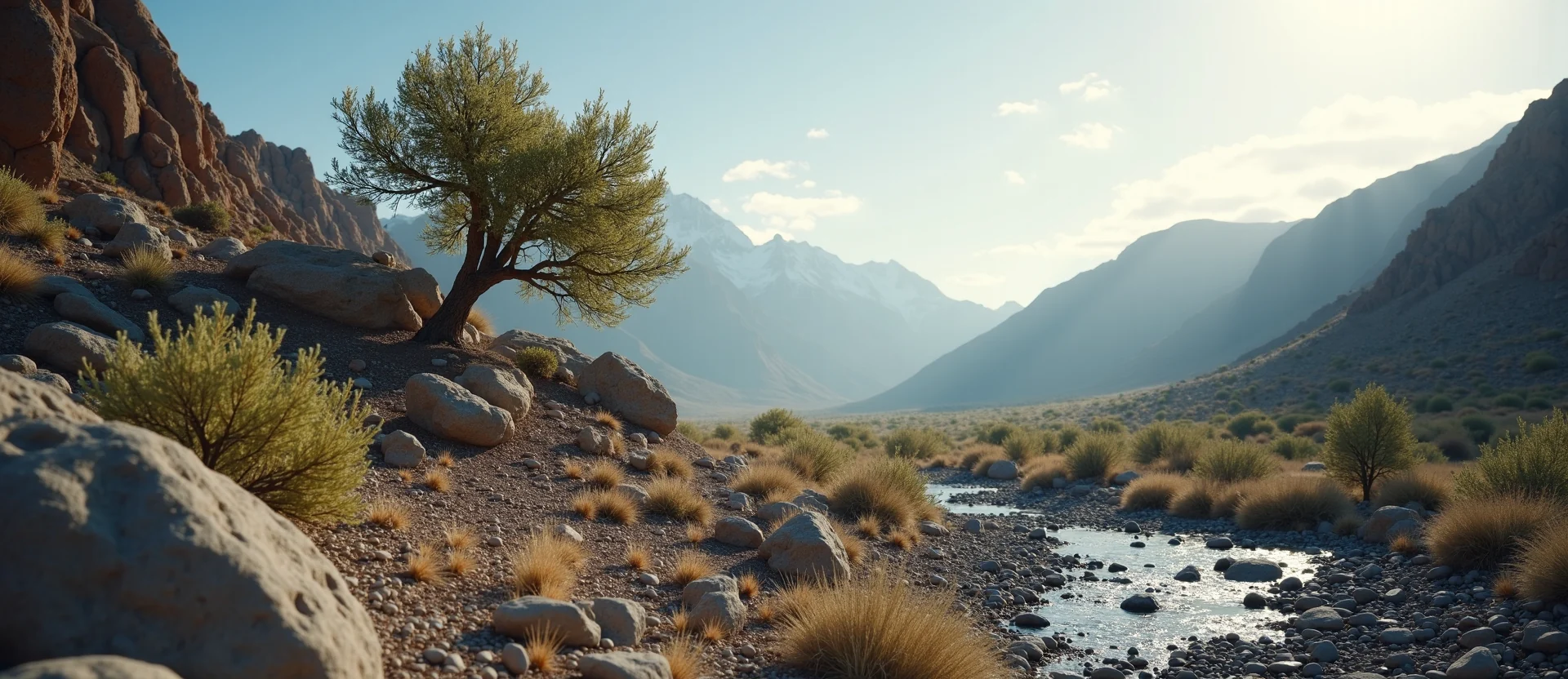 Symbolizing Growth/Resilience: A local Bitterbrush tree growing out of a rock cleft. - AI Generated