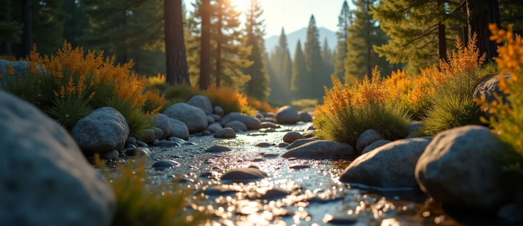Symbolizing Flow/Cleansing: A local Indian Paintbrush smooth Truckee river stones. - AI Generated