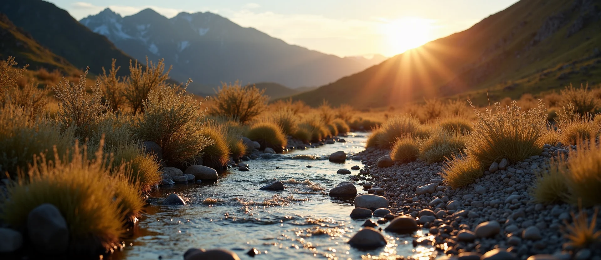 Symbolizing Flow/Cleansing: A local Rabbitbrush babbling mountain creek. - AI Generated