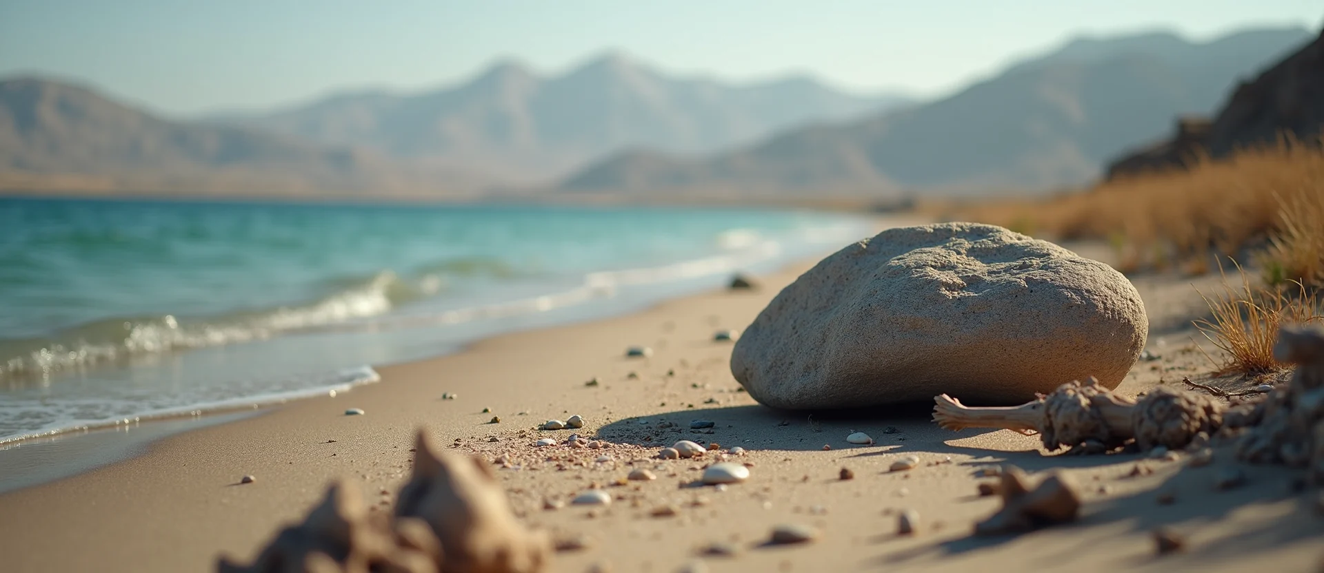 Symbolizing Stability/Peak: A local Desert Peach unshakable boulder. - AI Generated