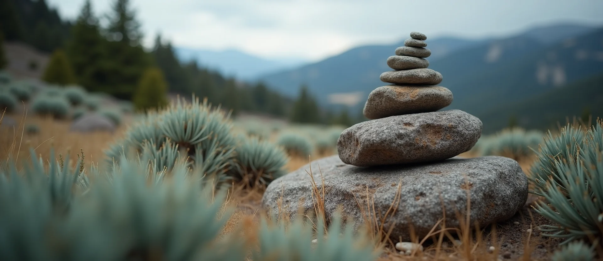 Symbolizing Stability/Peak: A local Mountain Mahogany ancient rock cairn. - AI Generated