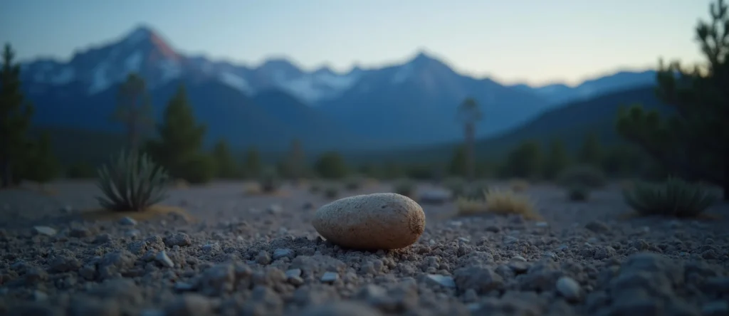 Symbolizing Seed/New Beginning: A local Sierra Juniper single pine seed on dry earth. - AI Generated