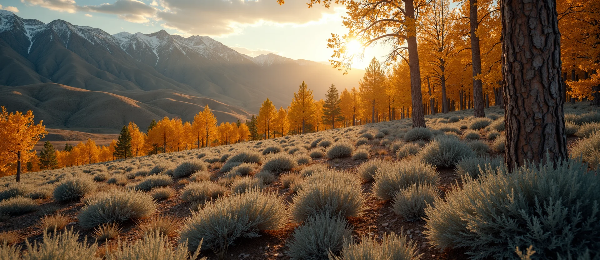Symbolizing Growth/Resilience: A local Rabbitbrush thriving aspen grove. - AI Generated