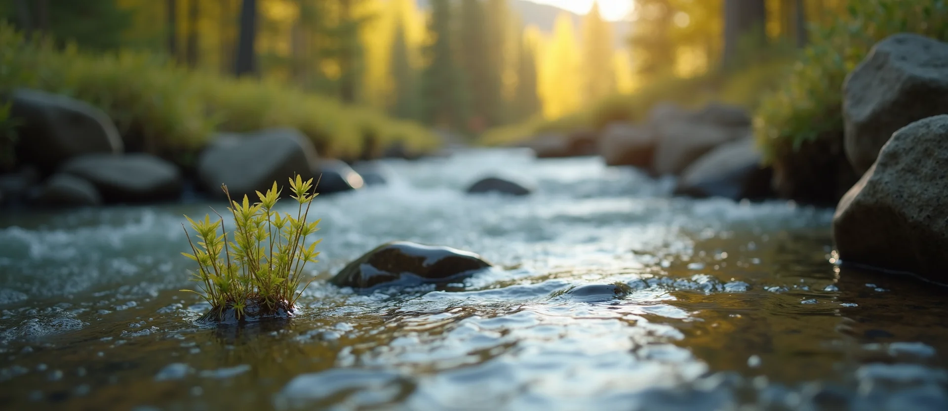 Symbolizing Flow/Cleansing: A local Desert Peach clear cold snowmelt stream. - AI Generated