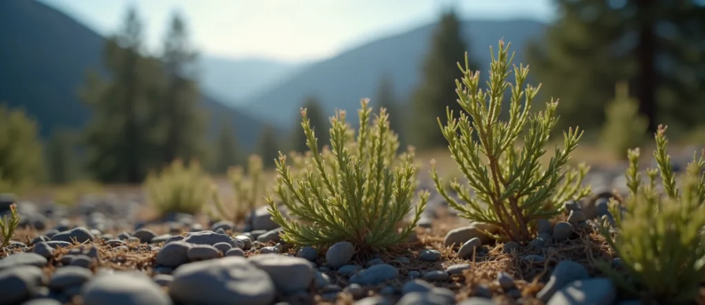 Symbolizing Seed/New Beginning: A local Mountain Mahogany sprouting sagebrush seedling. - AI Generated