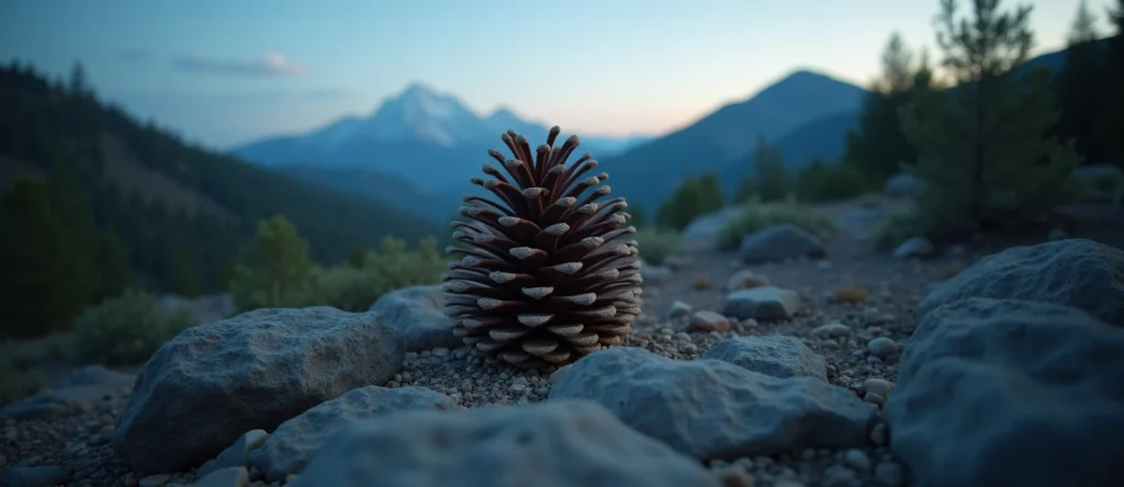 Symbolizing Seed/New Beginning: A local Manzanita opening pine cone. - AI Generated