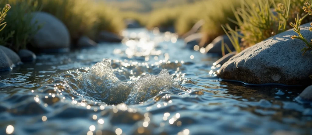 Symbolizing Flow/Cleansing: A local Sagebrush (Artemisia tridentata) clear cold snowmelt stream. - AI Generated