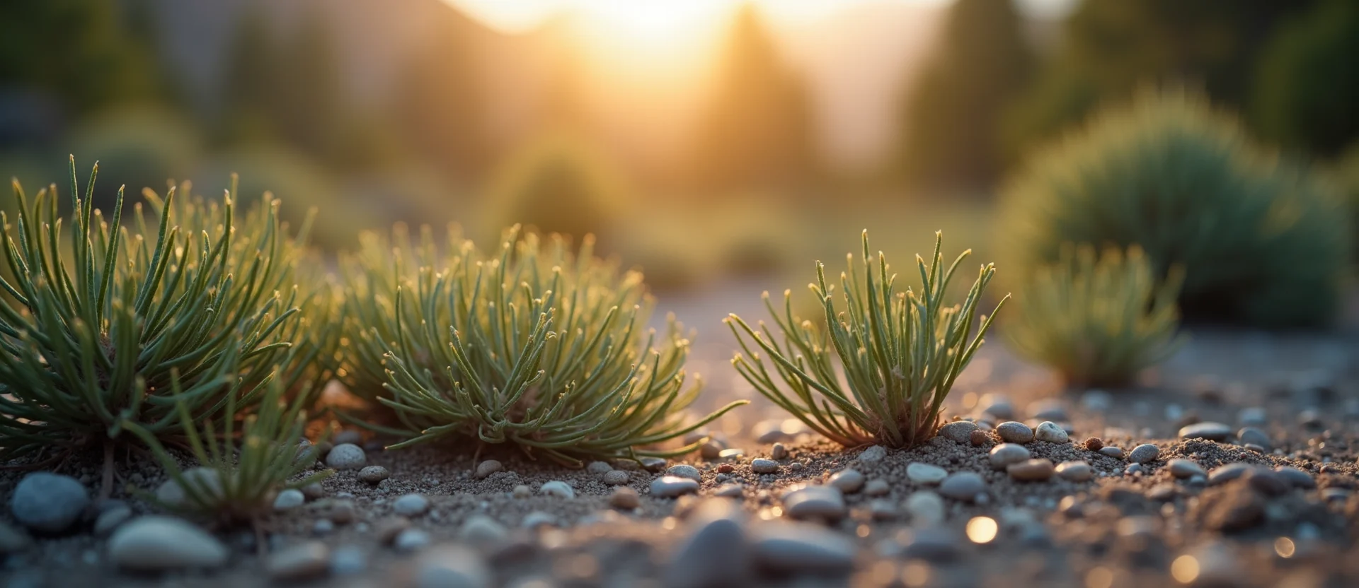 Symbolizing Flow/Cleansing: A local Sagebrush (Artemisia tridentata) raindrops on desert leaves. - AI Generated