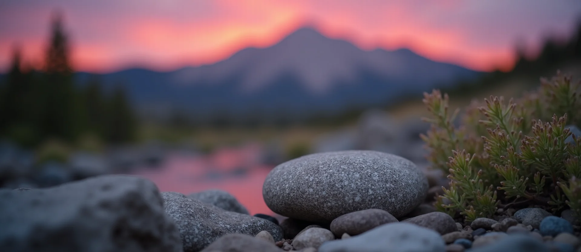 Symbolizing Flow/Cleansing: A local Sagebrush (Artemisia tridentata) smooth Truckee river stones. - AI Generated