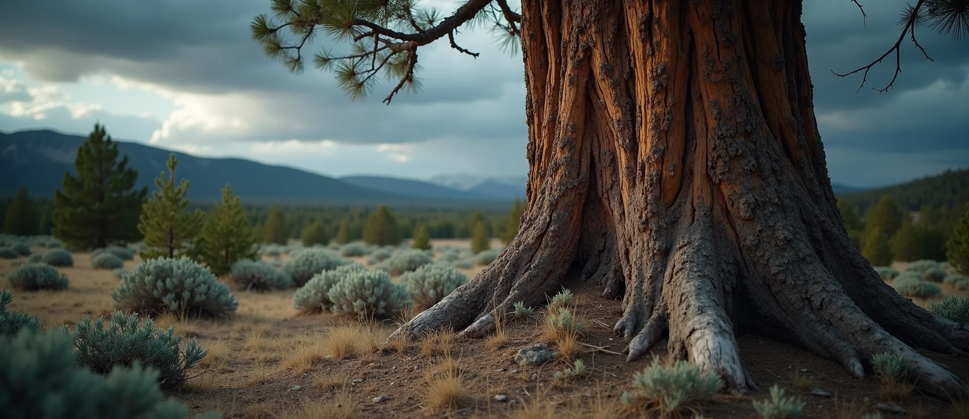 Symbolizing Growth/Resilience: A local Sierra Juniper sturdy weathered tree trunk. - AI Generated