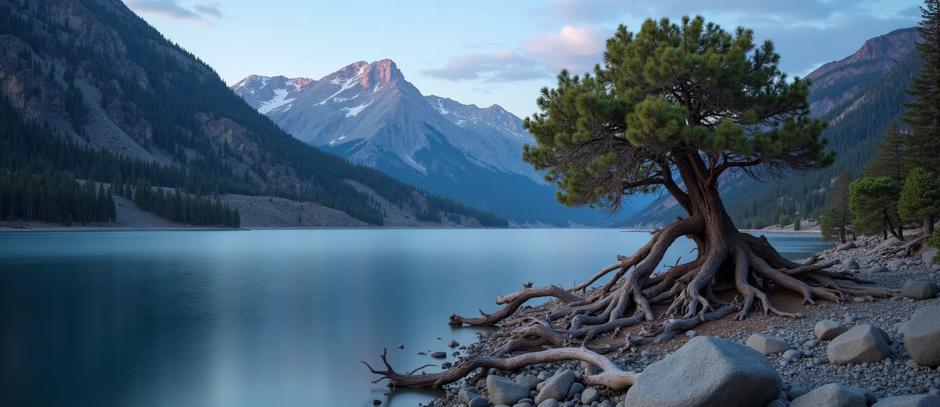 Symbolizing Growth/Resilience: A local Sierra Juniper tree growing out of a rock cleft. - AI Generated