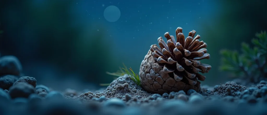 Symbolizing Seed/New Beginning: A local Quaking Aspen opening pine cone. - AI Generated
