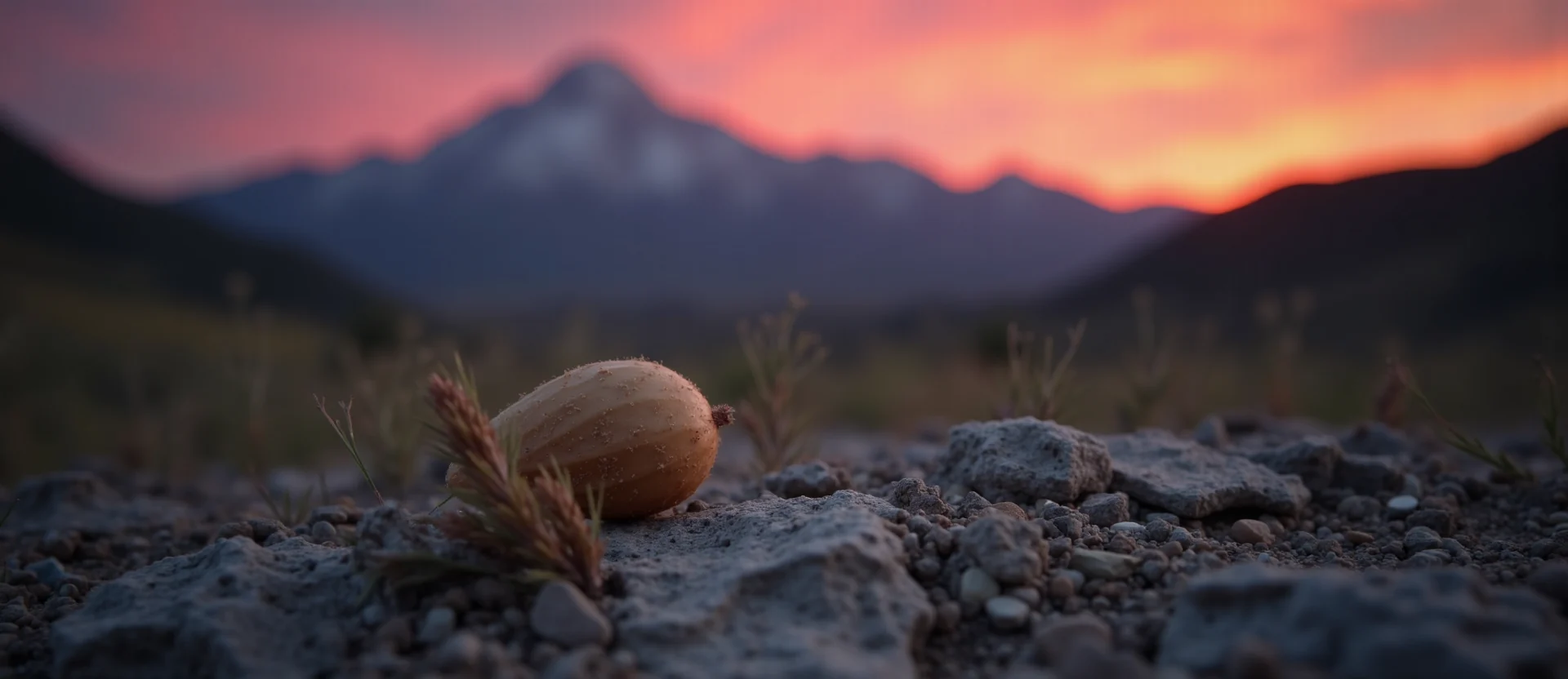 Symbolizing Seed/New Beginning: A local Mountain Mahogany single pine seed on dry earth. - AI Generated