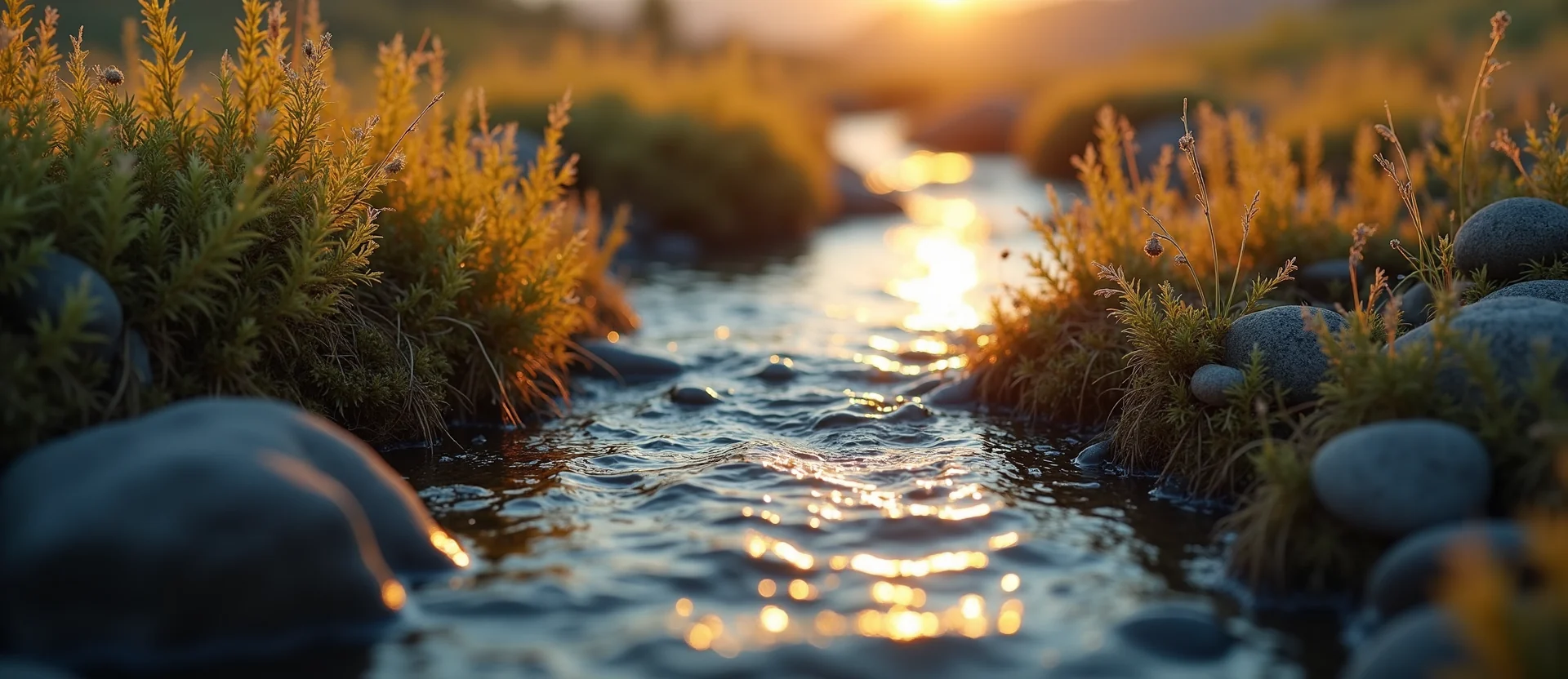 Symbolizing Flow/Cleansing: A local Sagebrush (Artemisia tridentata) clear cold snowmelt stream. - AI Generated