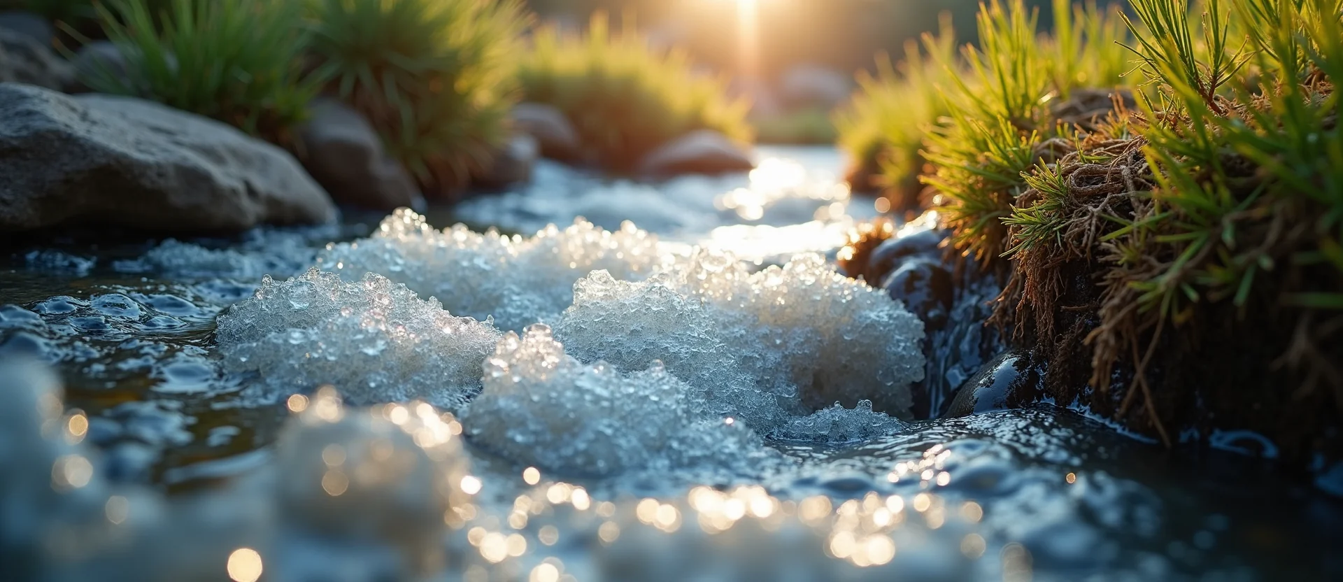 Symbolizing Flow/Cleansing: A local Rabbitbrush clear cold snowmelt stream. - AI Generated