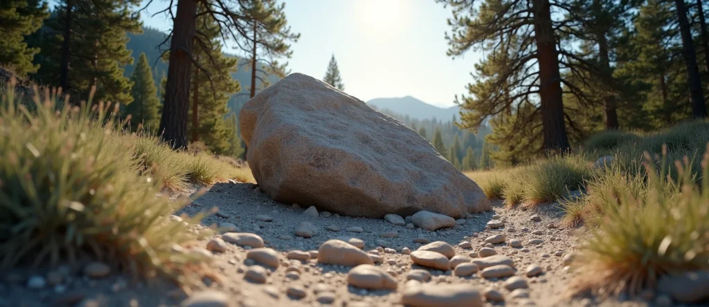 Symbolizing Stability/Peak: A local Mountain Mahogany unshakable boulder. - AI Generated