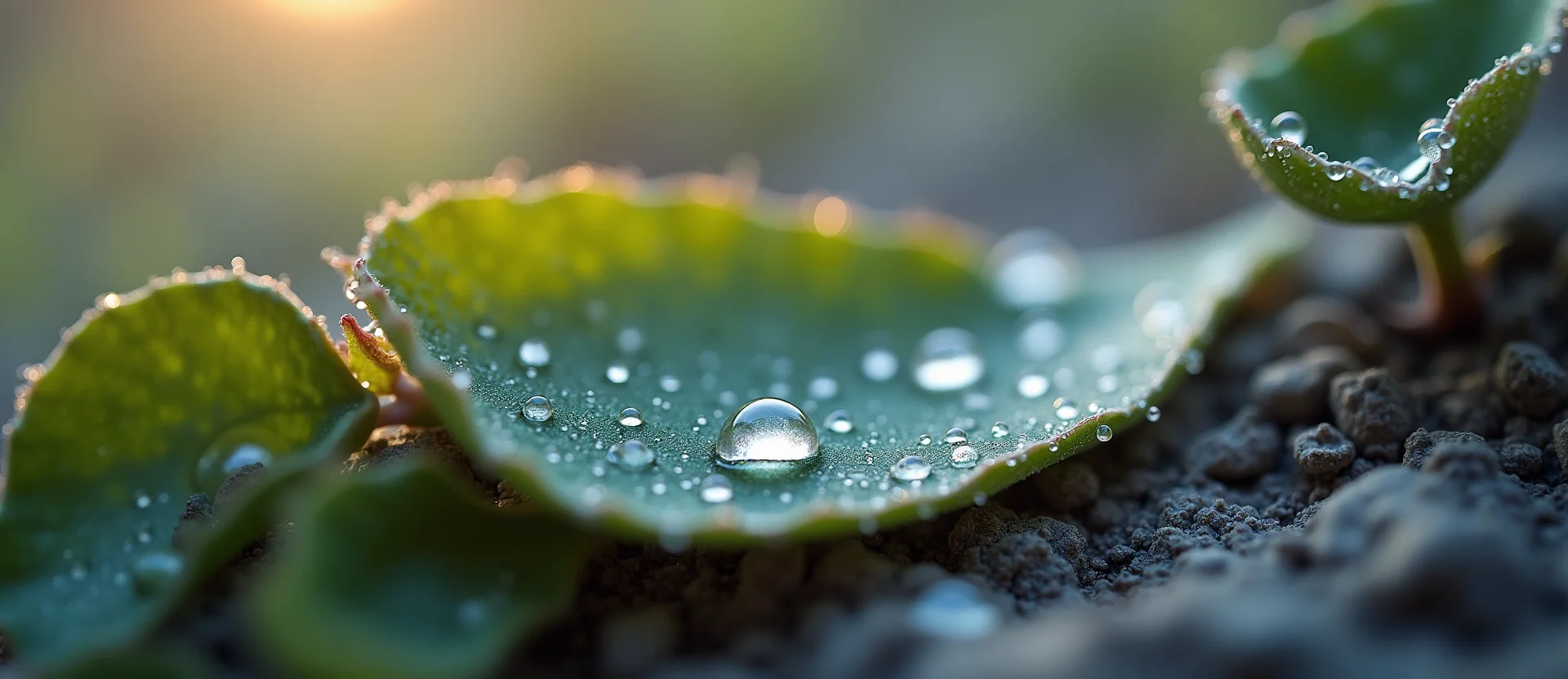Symbolizing Flow/Cleansing: A local Rabbitbrush raindrops on desert leaves. - AI Generated