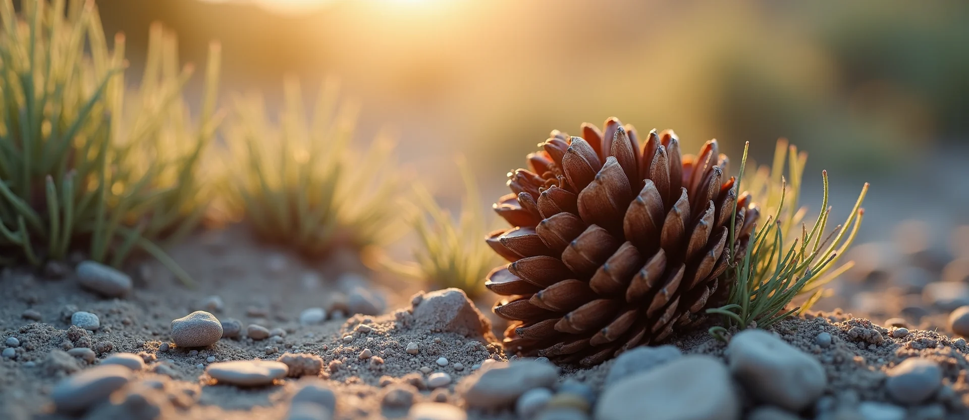 Symbolizing Seed/New Beginning: A local Indian Paintbrush opening pine cone. - AI Generated