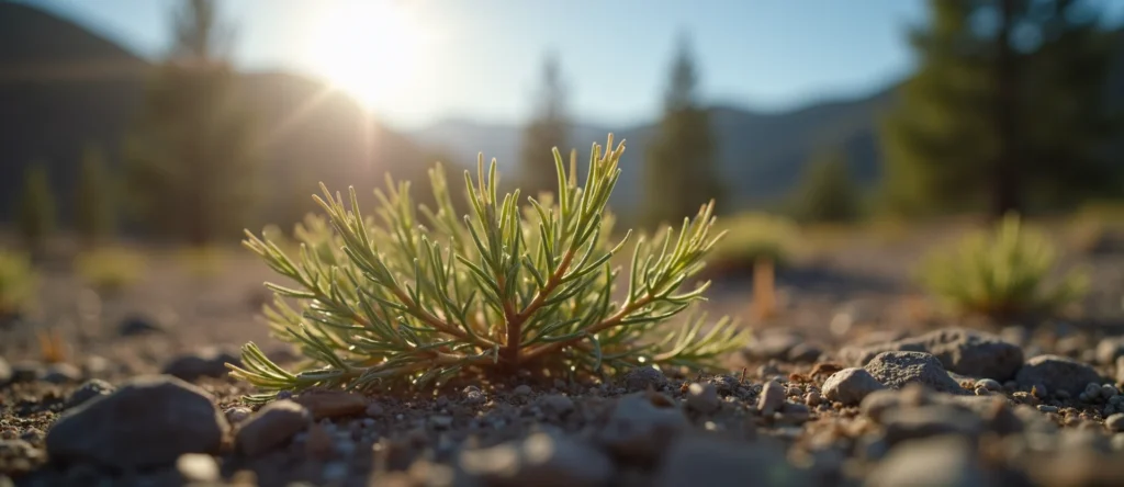 Symbolizing Seed/New Beginning: A local Quaking Aspen sprouting sagebrush seedling. - AI Generated