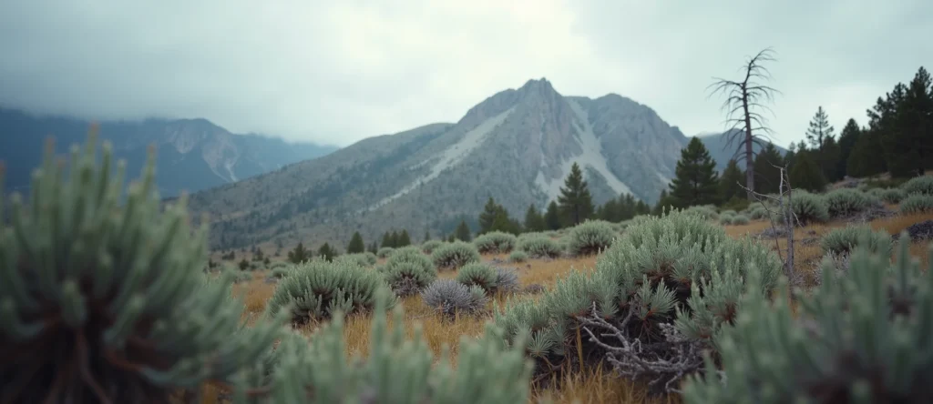 Symbolizing Identity/Local: A local Bitterbrush Sierra Nevada skyline. - AI Generated