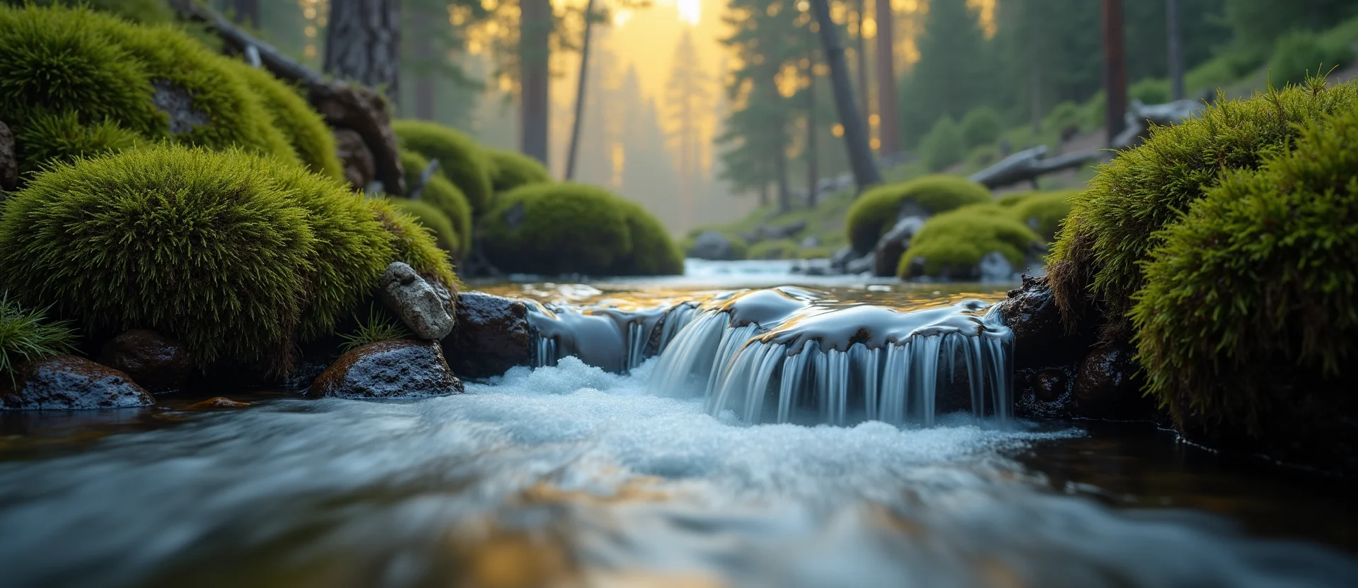 Symbolizing Flow/Cleansing: A local Quaking Aspen hidden small waterfall. - AI Generated