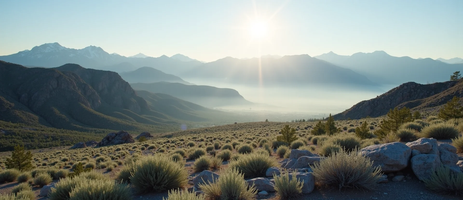 Symbolizing Identity/Local: A local Sagebrush (Artemisia tridentata) Sierra Nevada skyline. - AI Generated