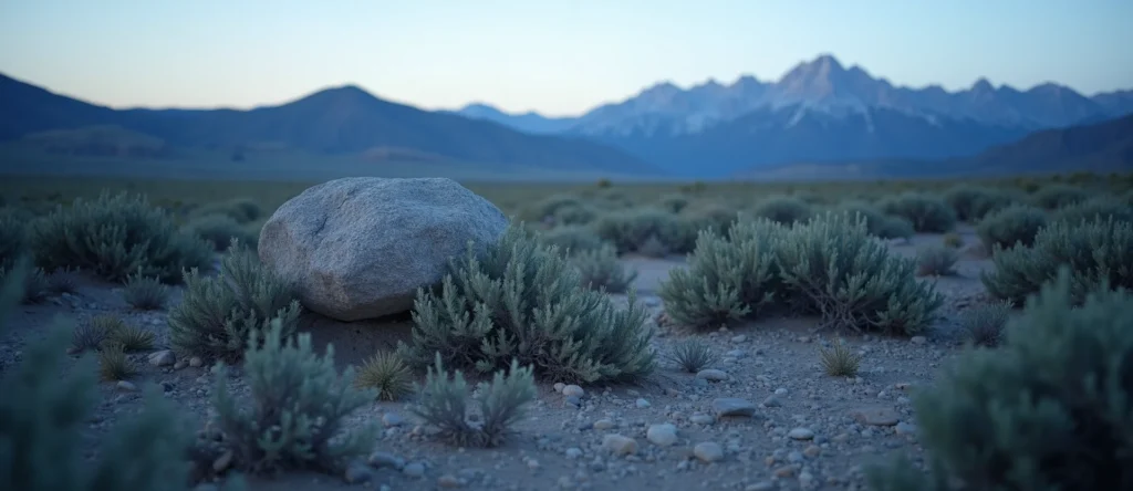 Symbolizing Stability/Peak: A local Sagebrush (Artemisia tridentata) unshakable boulder. - AI Generated